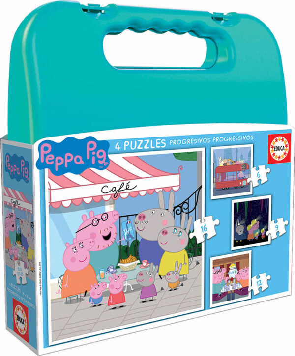 Maleta Progresivos Peppa Pig 4 Puzzles  6+9+12+16