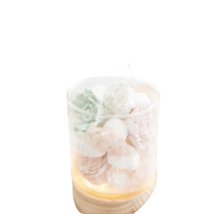 Tubo de Vidro com Mix de Peças + Base em >Madeira